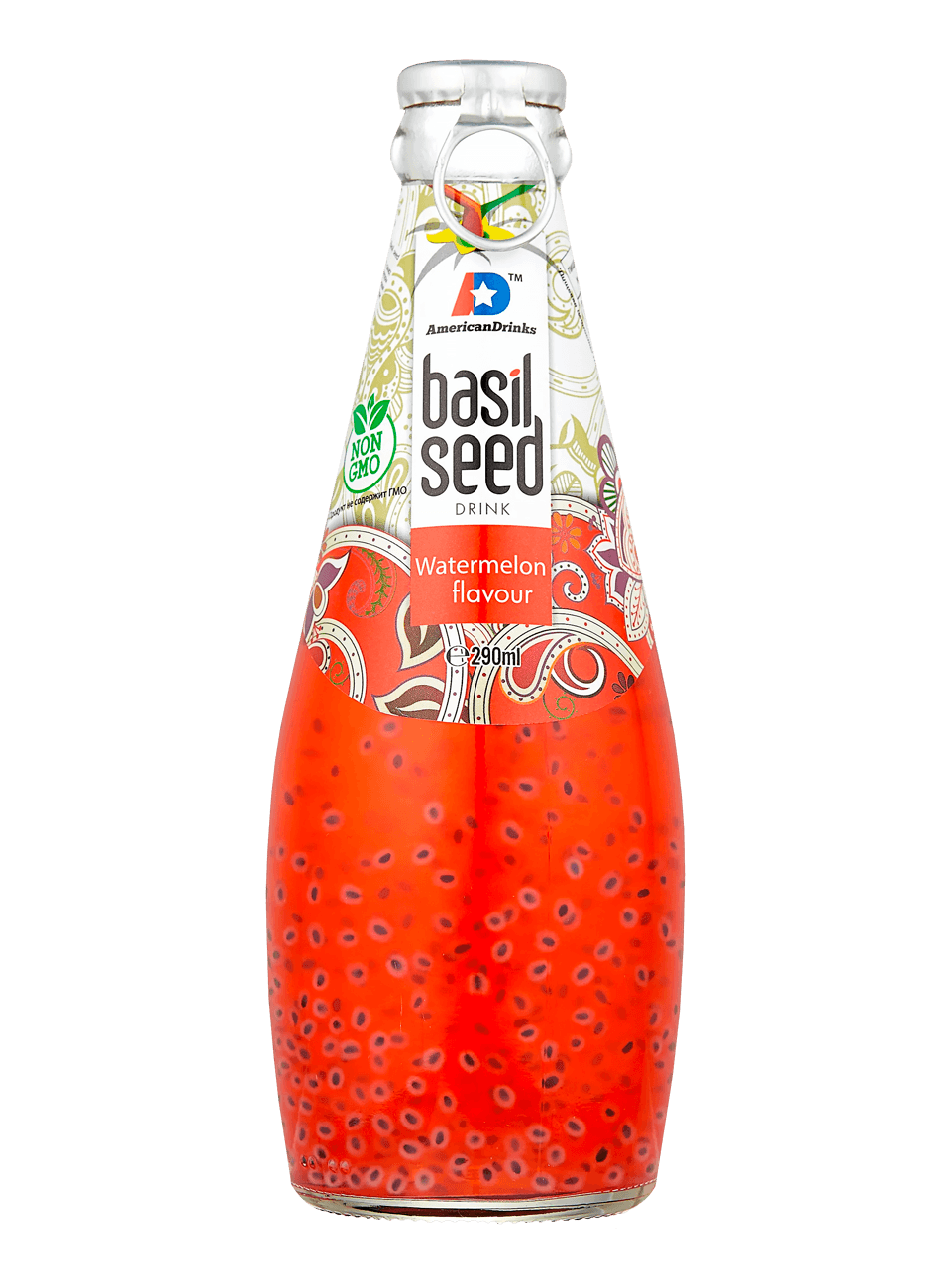Напиток сладкий б/а Basil Seed Watermelon (Базил Сид Арбузный взрыв) 290мл Вьетнам Стекло