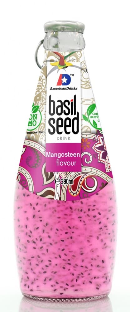 Напиток сладкий б/а Basil Seed Mangosteen (Базил Сид Тропический Мангустин) 290мл Вьетнам Стекло