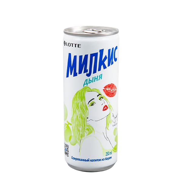 Напиток б/а газ. Milkis Melon (Дыня) 250 мл Корея ж/б
