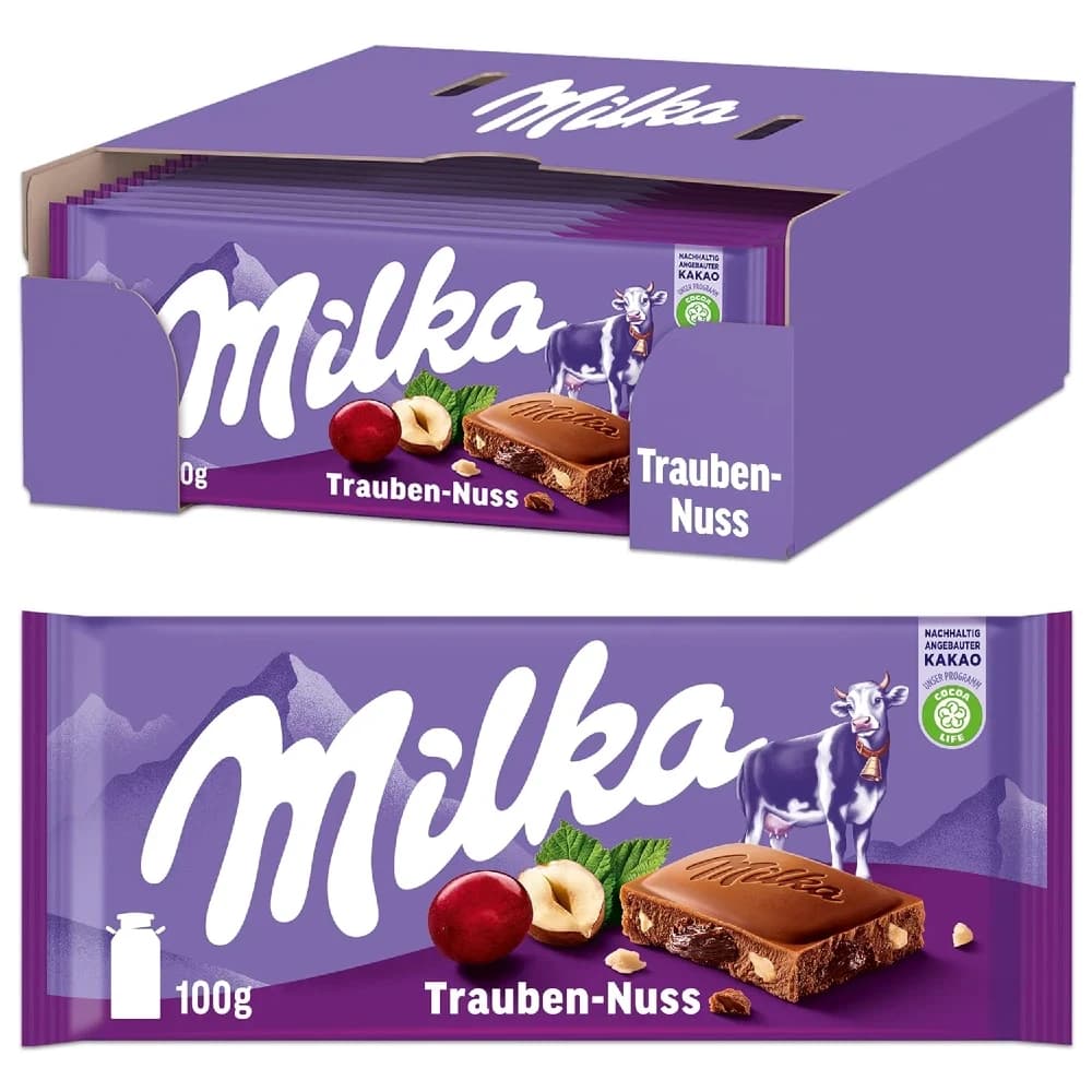 Молочный шоколад Milka С изюмом и фундуком 90 гр Швейцария