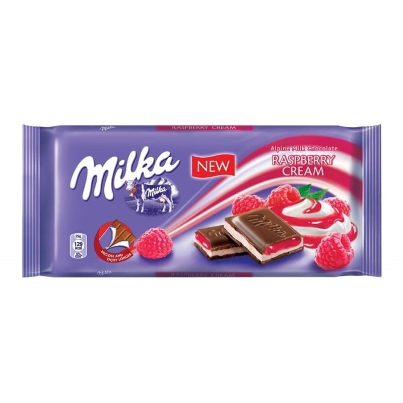 Молочный шоколад Milka Raspberry (С малиновым кремом) 100г Европа