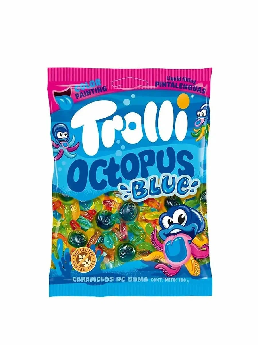 Жевательный мармелад Trolli Голубой осьминог 100 г Испания