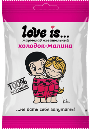 Мармелад жев. Love is Со вкусом холодок-малин 20 гр Россия