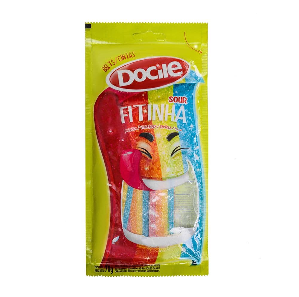 Жевательный мармелад Docile Colored Belts Strawberry (Цветные ленты со вкусом клубники) 70г Бразилия