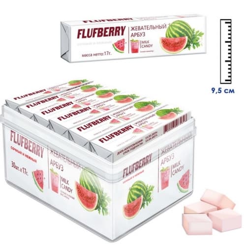 Жевательная конфета Flufberry со вкусом арбуза 17 г Китай