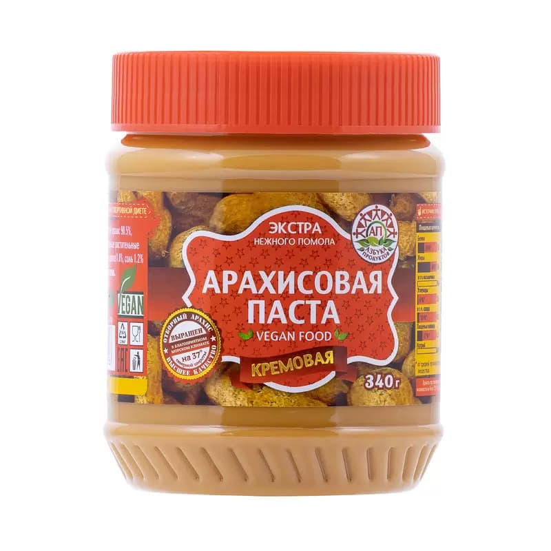 Арахисовая паста Азбука Продуктов ЭКСТРА 100% арахис 340 грамм