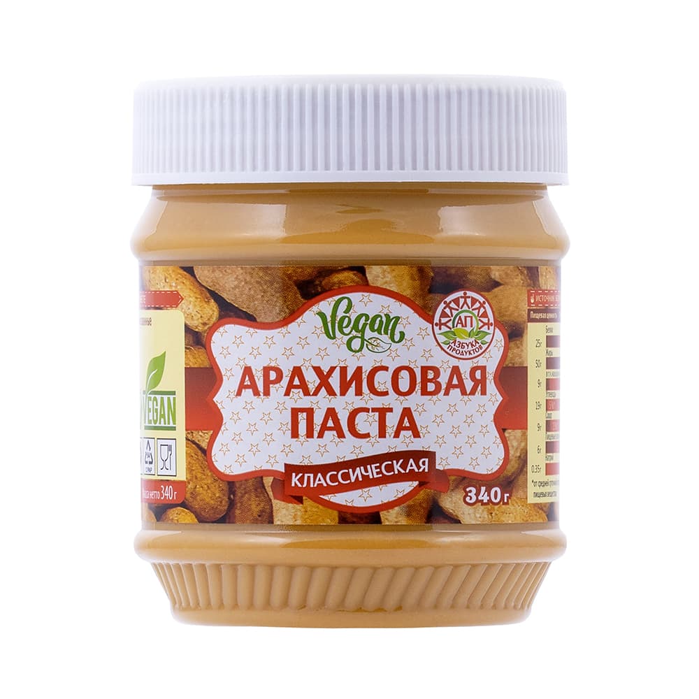 Арахисовая паста Азбука Продуктов Классическая кремовая 340 грамм