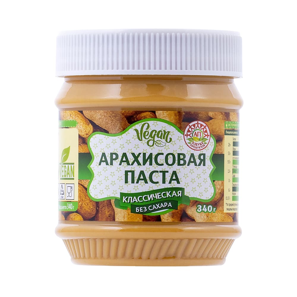 Арахисовая паста Азбука Продуктов Классическая без сахара 340 грамм