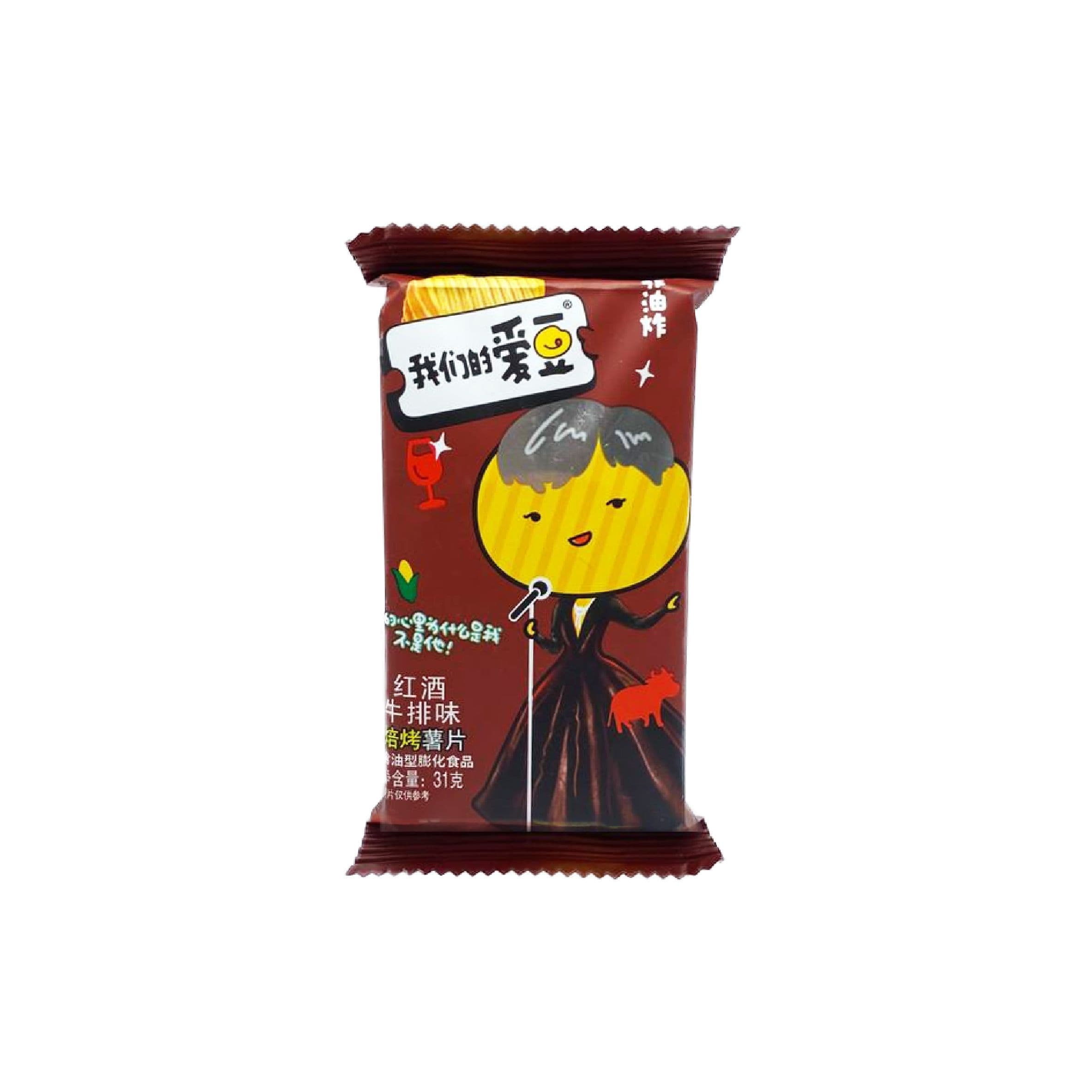 Чипсы картофельные запеченные Вэйлун со вкусом говяжьего стейка 31 г Китай