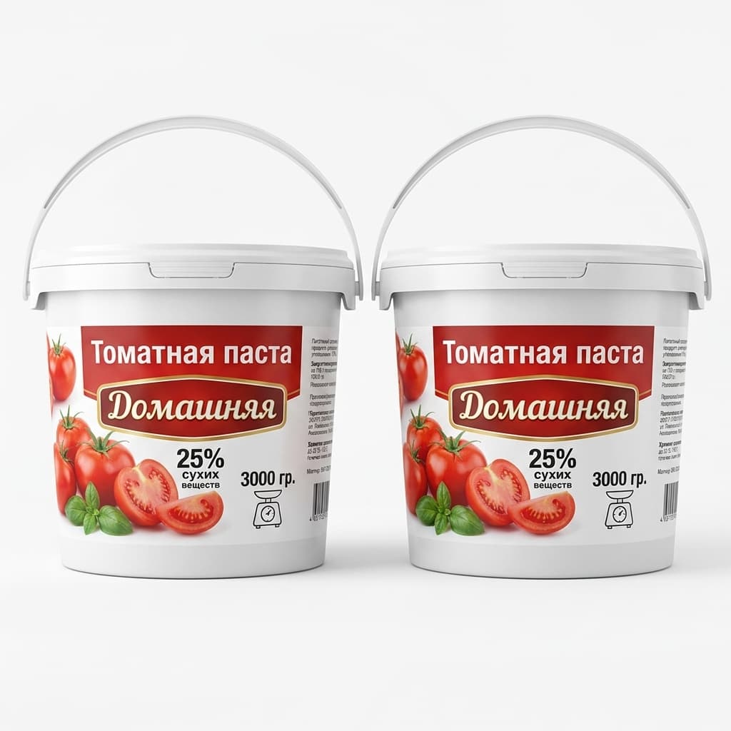Консервы Томатная  Паста Томатная  "Домашная"  25% ведро 3000 гр. (2 шт.)
