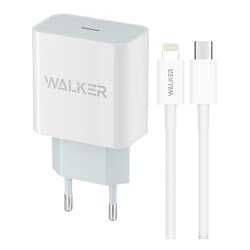 СЗУ WALKER  WH-39, 2в1, 3А, 25Вт, Type-C, поддержка PD, + кабель Type-C, белое