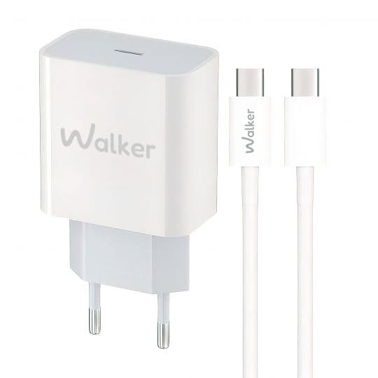 СЗУ WALKER  WH-39, 2в1, 3А, 25Вт, Type-C, поддержка PD + кабель для Lightning, белое
