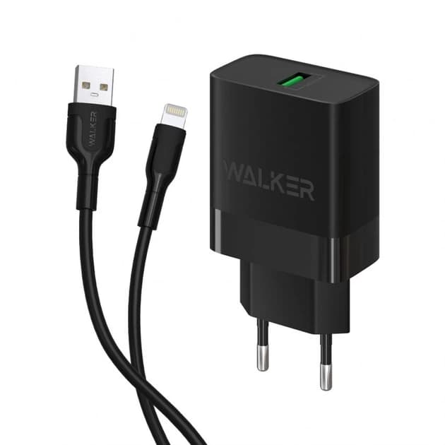 СЗУ WALKER  WH-35, 3А, 18Вт, USB, поддержка QC, черное