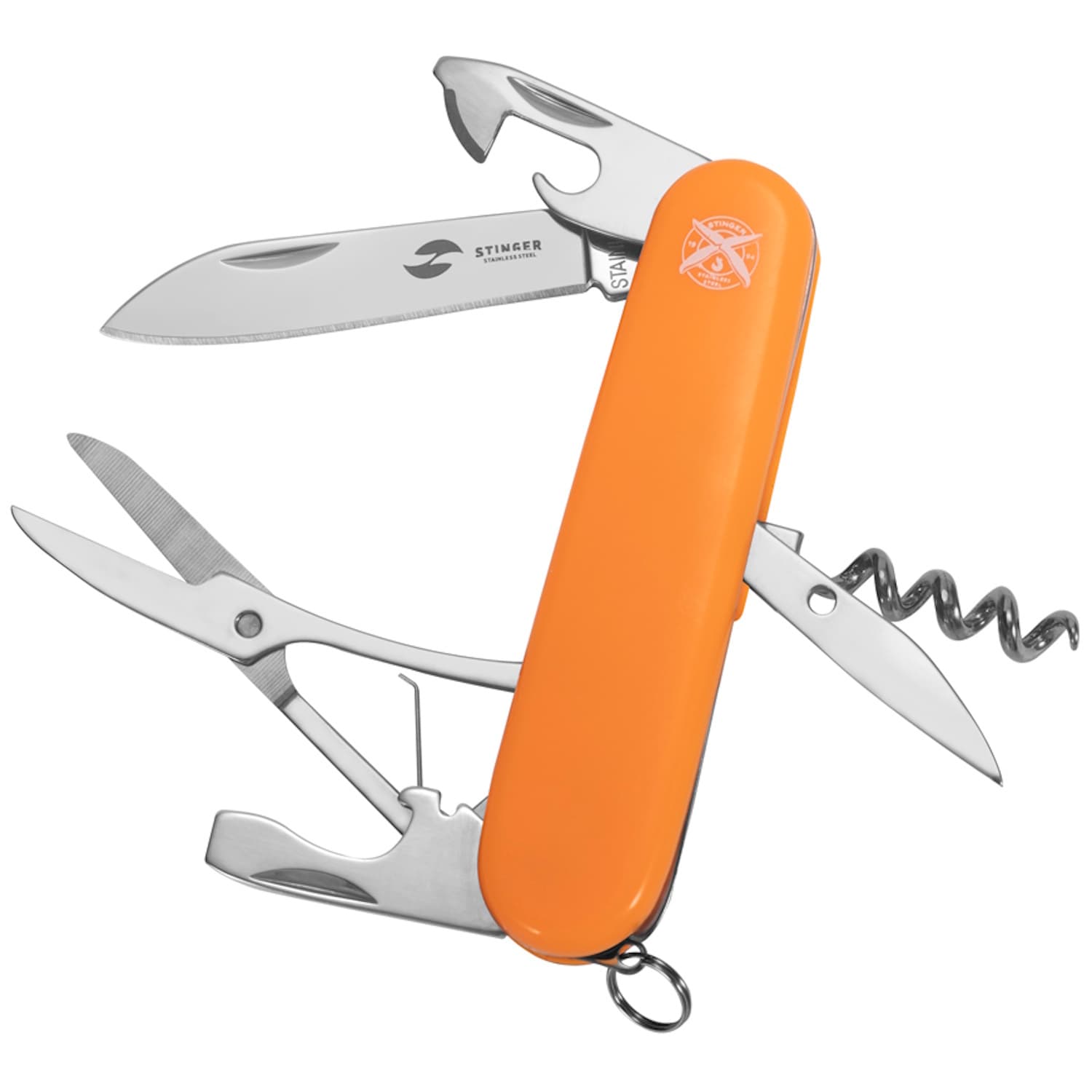 Нож STINGER FK-K5017-6PB перочинный ORG/90мм/11 функций/в блистере
