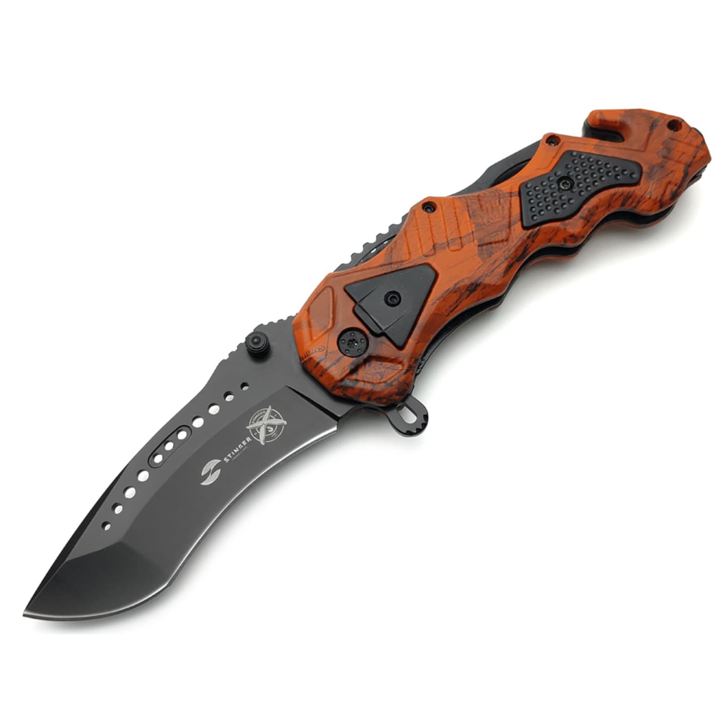 Нож STINGER FK-018X складной BLK ORG/100мм/в коробке