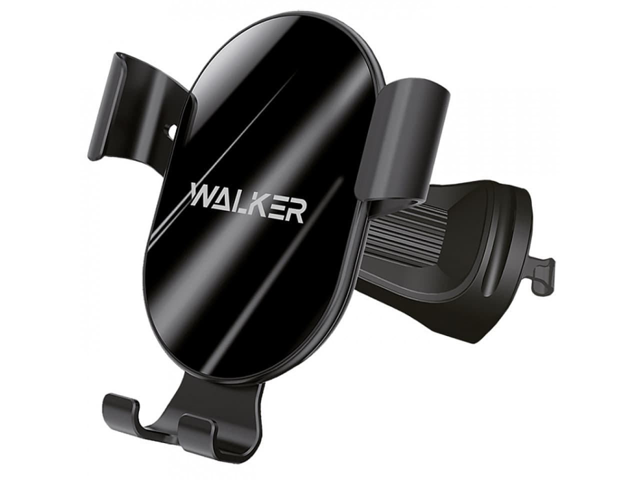 Автодержатель WALKER CX-051 гравитационный на воздуховод, с беспроводным ЗУ, черный