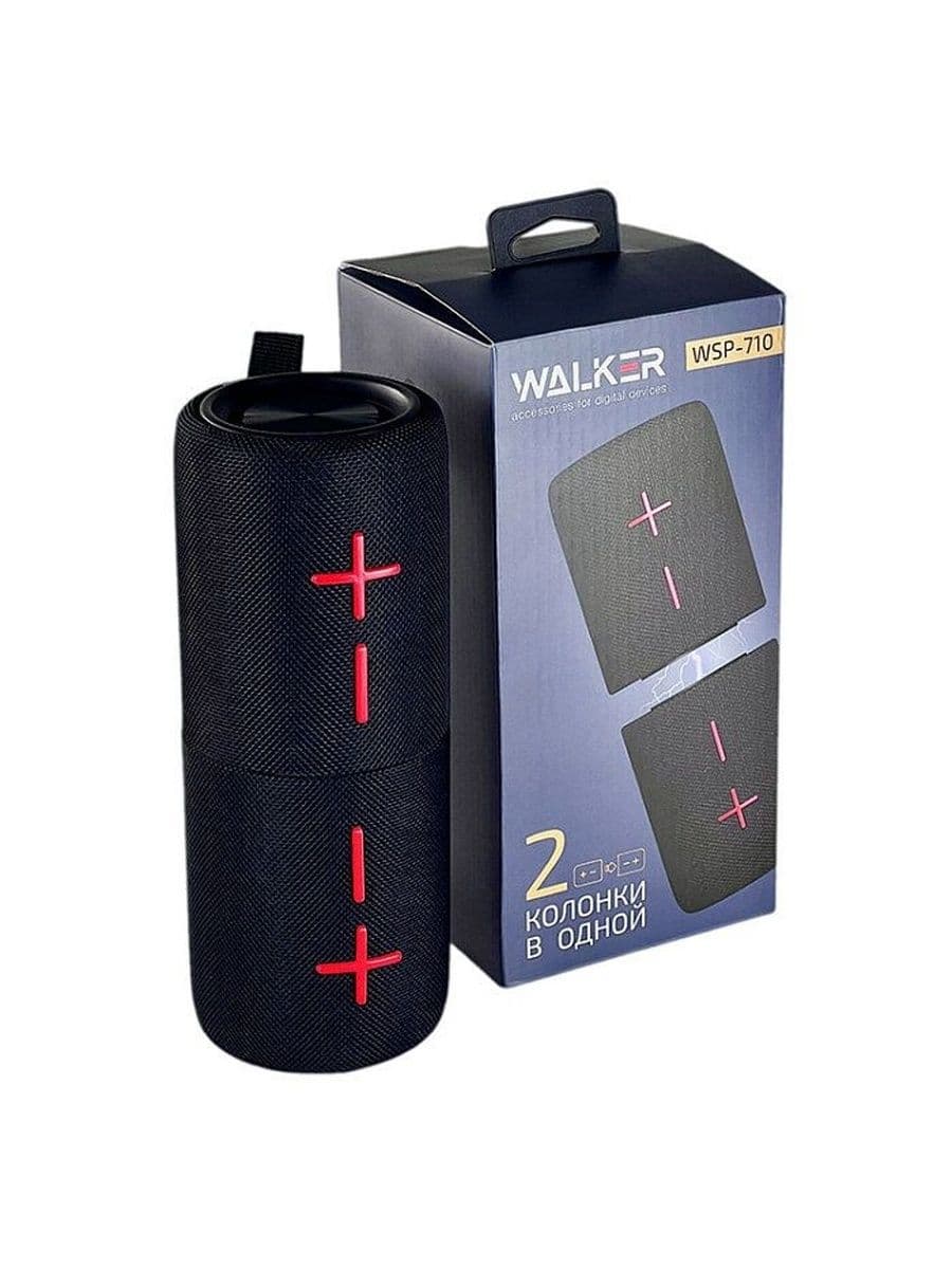 Колонка WALKER WSP-710, Bluetooth, 2в1 на магнитах, 10Вт*2, стереопара TWS, черная