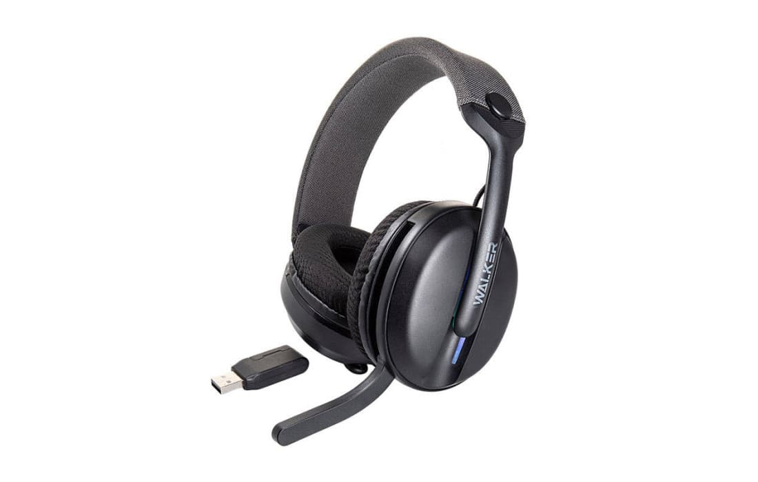 Наушники WALKER  WBT-83, Bluetooth, 3в1 (AUX, 2,4 ГГц), микрофон, подсветка, полноразм, черные