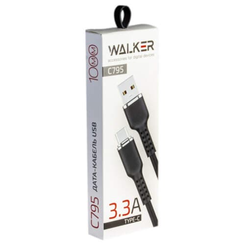 Кабель USB "WALKER" C795, 60W, Type-C-Type-C, поддержка PD, мягкий силикон, белый