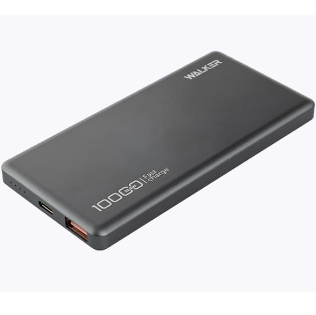 Power Bank Walker WB-915, PREMIUM, 10000 mAh, Li-Pol, 3А, QC+PD, ультратонкий, металл, темно-серый