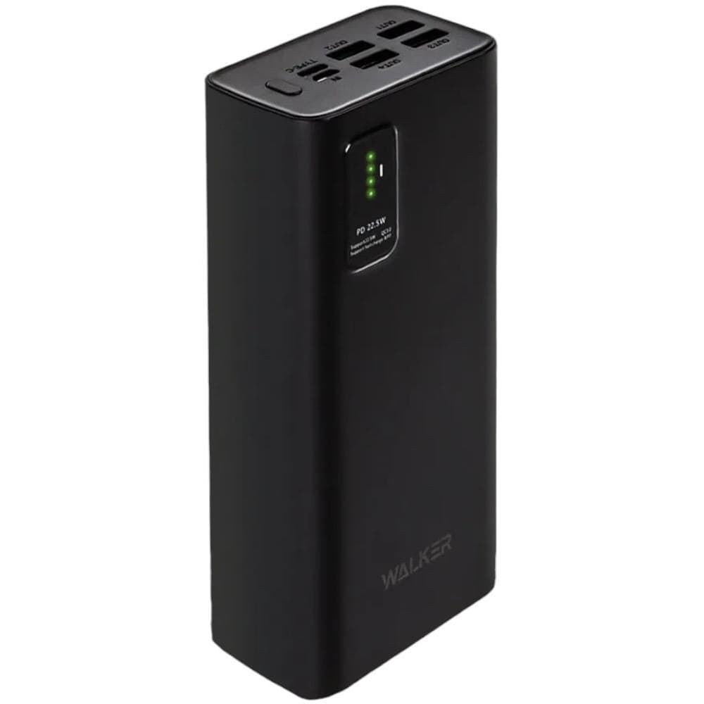 Power Bank Walker WB-730, 30000 mAh, Li-Pol, 3A, поддержка QC+PD, черный