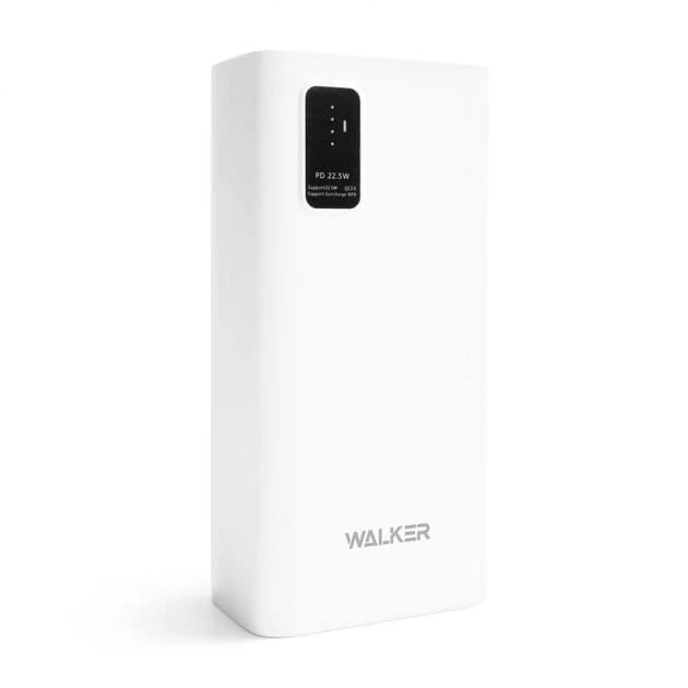 Power Bank Walker WB-730, 30000 mAh, Li-Pol, 3A, поддержка QC+PD, белый