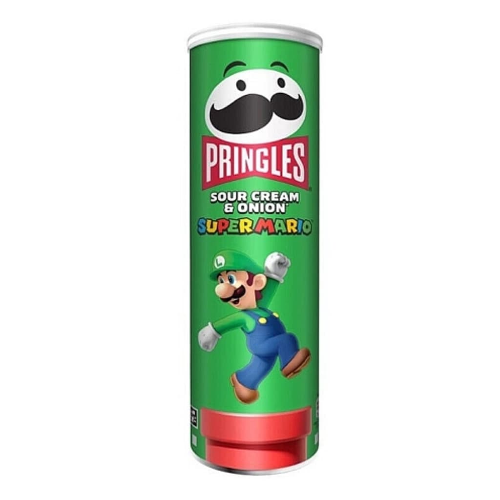 Картофельные чипсы Pringles sour cream & onion SUPER MARIO со вкусом сметаны и лука Европа 165 гр