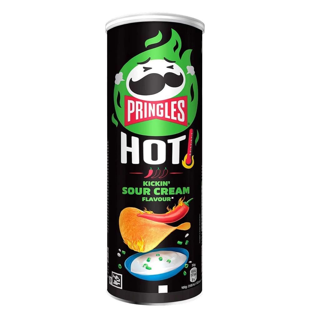 Картофельные чипсы Pringles Hot Kickin SOUR CREAM Flavour Сметанный соус и чили Бельгия 160 гр