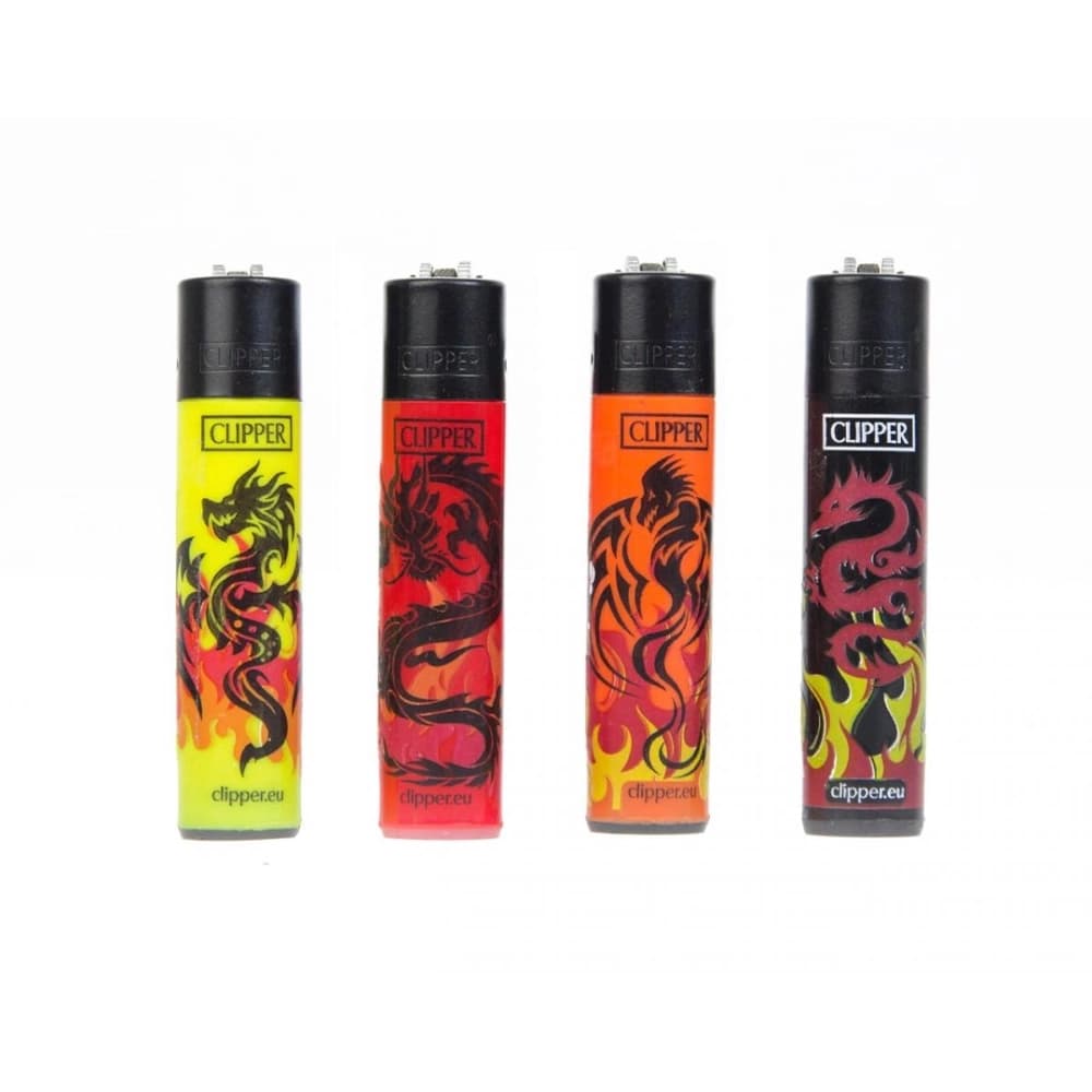 Зажигалка CLIPPER "DRAGON TATTOO" кремниевая круглая (10*48)