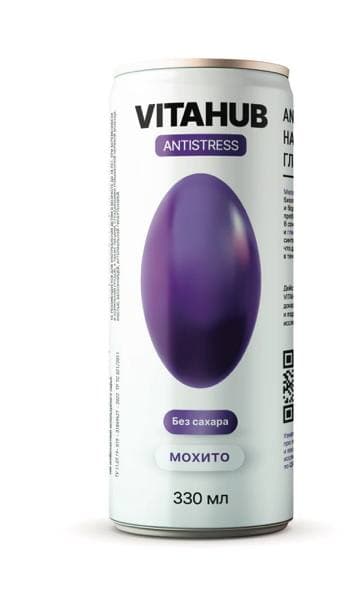 НАПИТОК БЕЗАЛКОГОЛЬНЫЙ ТОНИЗИРУЮЩИЙ ГАЗИРОВАННЫЙ «VITAHUB® ANTISTRESS» CO ВКУСОМ МОХИТО.