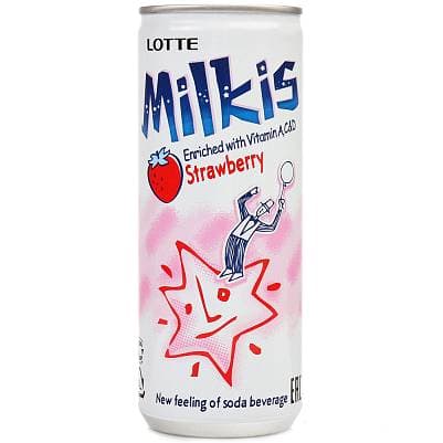 Напиток б/а газ. Milkis Strawberry (Клубника) 250 мл Корея ж/б