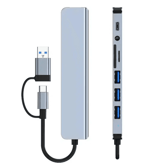 Разветвитель USB WALKER WHUB-53, 8в1, серый