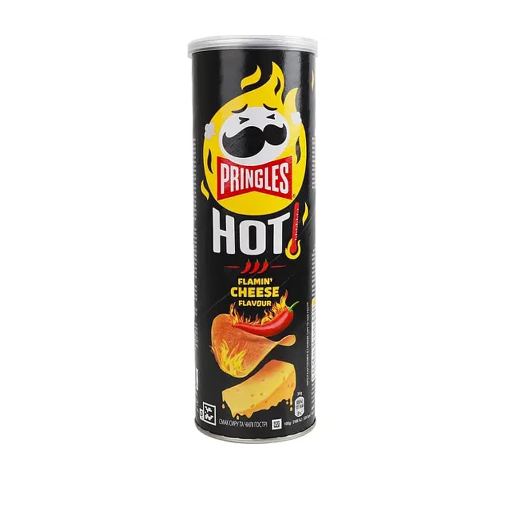 Картофельные чипсы Pringles Hot Flamin CHEESE Flavour Пикантные с ароматом сыра и чили Европа 165 гр