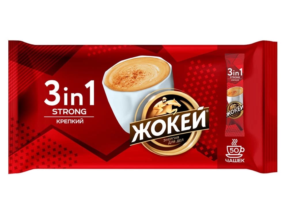 Кофе Жокей крепкий растворимый 3в1 (12г x 50шт), 600г