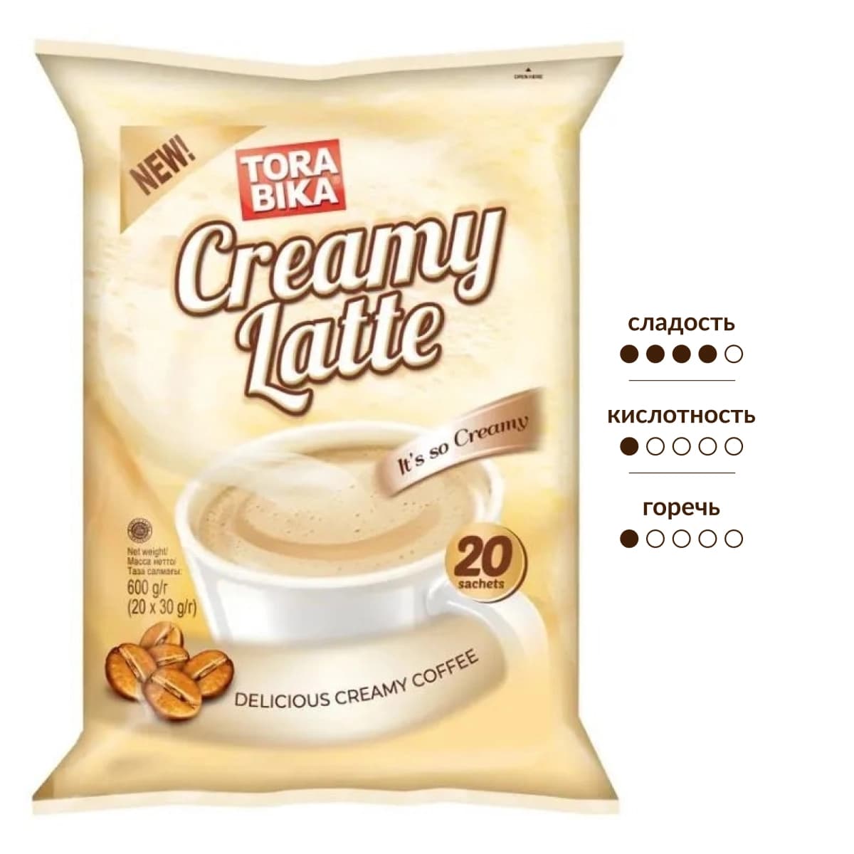 Кофе Torabika Creamy Latte растворимый (30г x 20шт), 600г