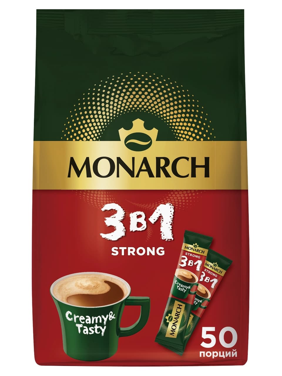 Напиток кофейный Monarch Крепкий 3в1 растворимый (13г x 50шт), 650г